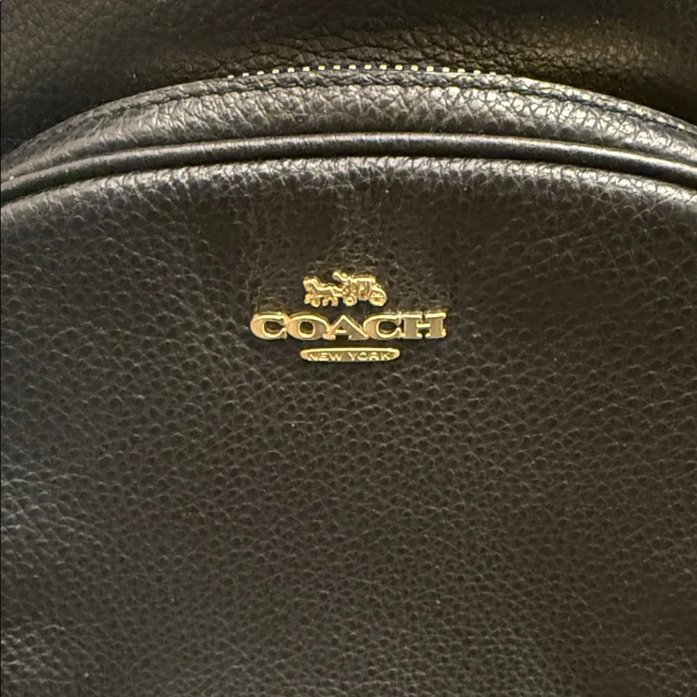 Coach Black Leather Backpack with Gold Accents - Picture 2 of 7